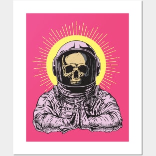 Astronaut skull praying to god Posters and Art